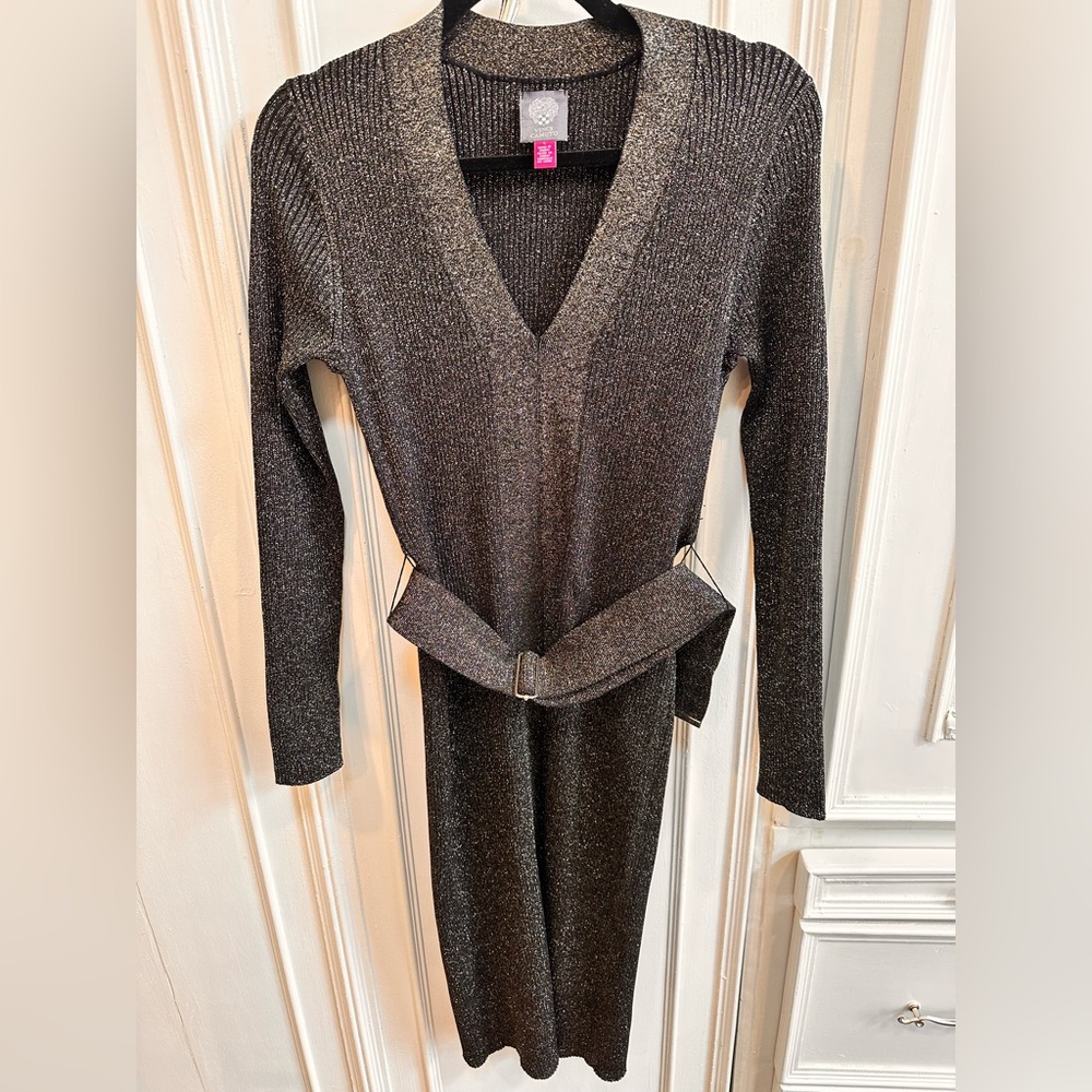 Vince Camuto VTG Design Chic Metallic Knit Long Sleeve Dress